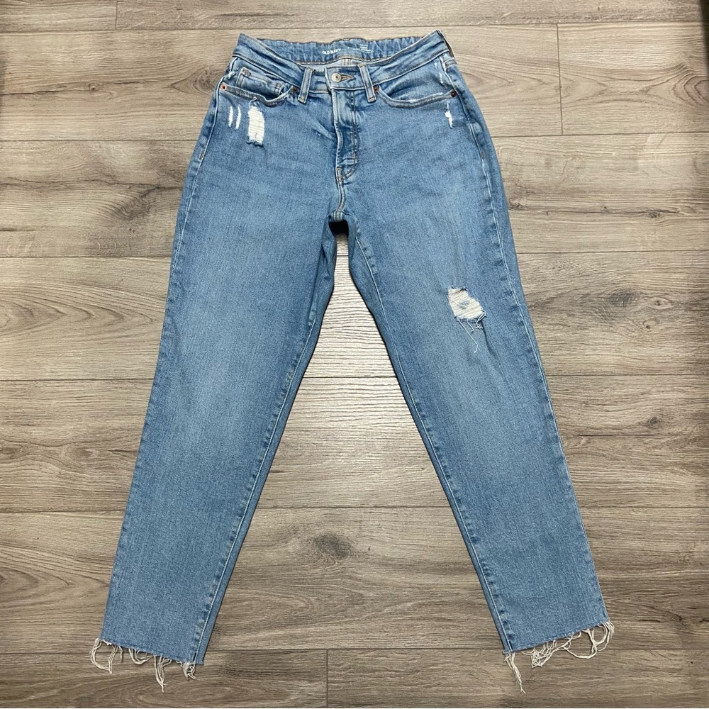 Old Navy High Rise Curvy O.G. Straight Secret Smooth Pocket Raw Hem Ankle Jeans